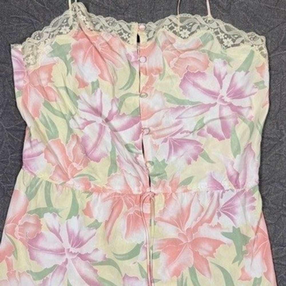 Vintage Victorias Secret Gold Label Floral Lace Romper Pink Yellow Medium - Picture 3 of 9